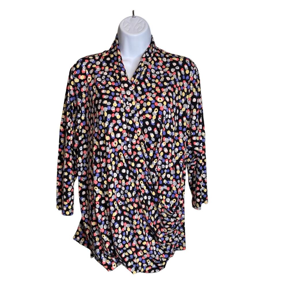Vince Camuto Women's Confetti Dot Wrap Blouse Size 2X Career Office Professional